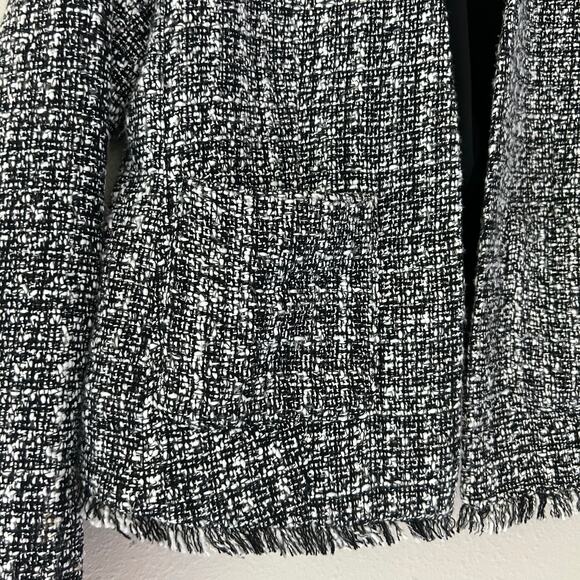 Adrienne Vittadini tweed raw edge open blazer pockets academia preppy fall S - Picture 5 of 16